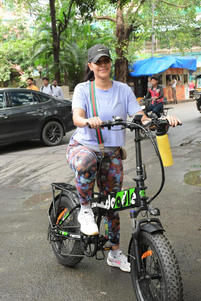 Neha Dhupia's eco-friendly mode of transportation, cycling through Bandra, aligned perfectly with her commitment to health and the environment, setting an example for sustainable living.